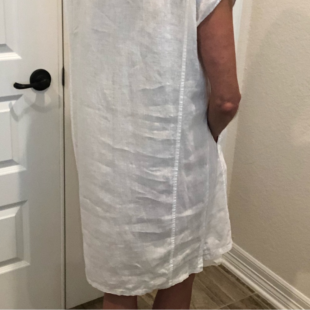 Eileen Fisher 100% Organic Linen White Dress Cover Up Small - Picture 14 of 16